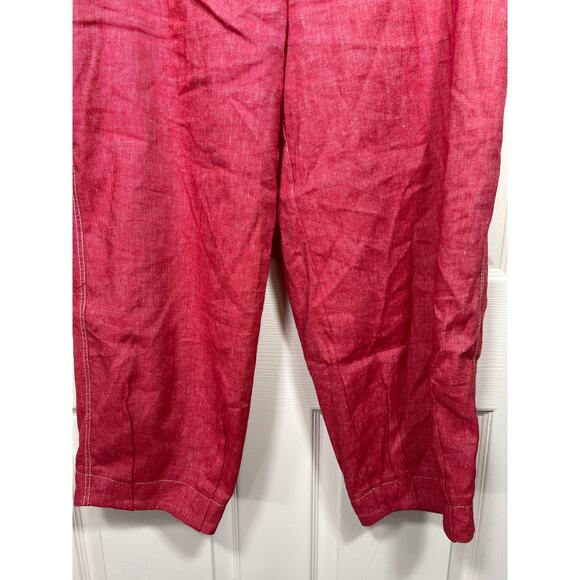 Ozai N Ku Linen Cherry Red Trouser Pants Greece Sustainable Lagenlook Womens L - Picture 5 of 10